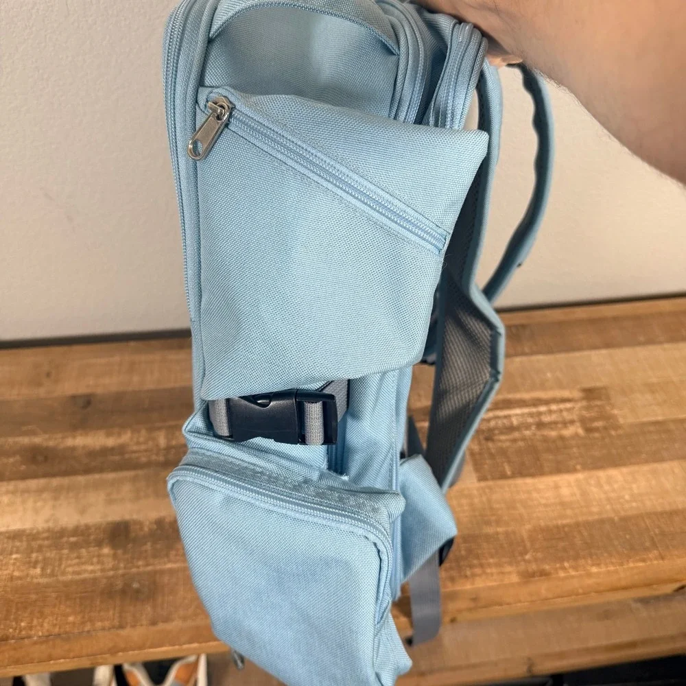 RP Travel Backpack Light Blue Multi-Compartment Travel Laptop Bag Expandable